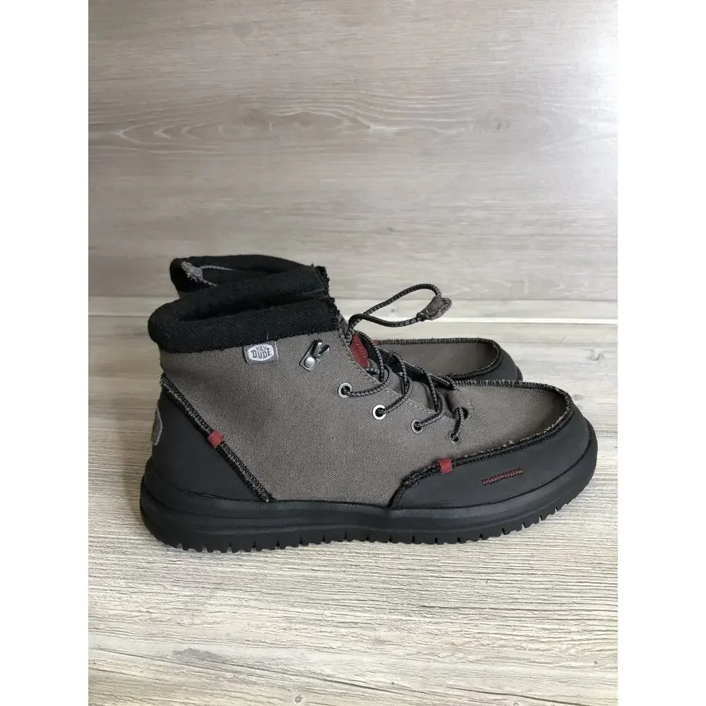 Hey Dude Bradley Waxed Canvas Boots 40625-030 Grey Men's Size 8